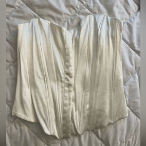 Zara Ivory Satin White Bustier Corset top size medium